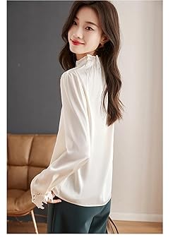 トップス STAND COLLAR HALF SLEEVE BLOUSE 71NxMxS64vL._SY350_QL65_.jpg